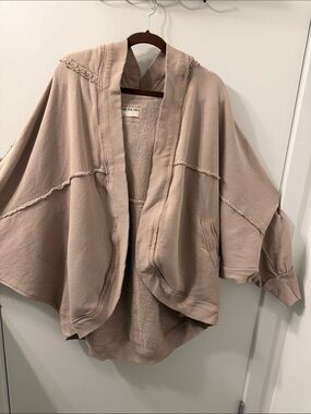 We the Free Draped Open-Front Cardigan Jacket in Taupe